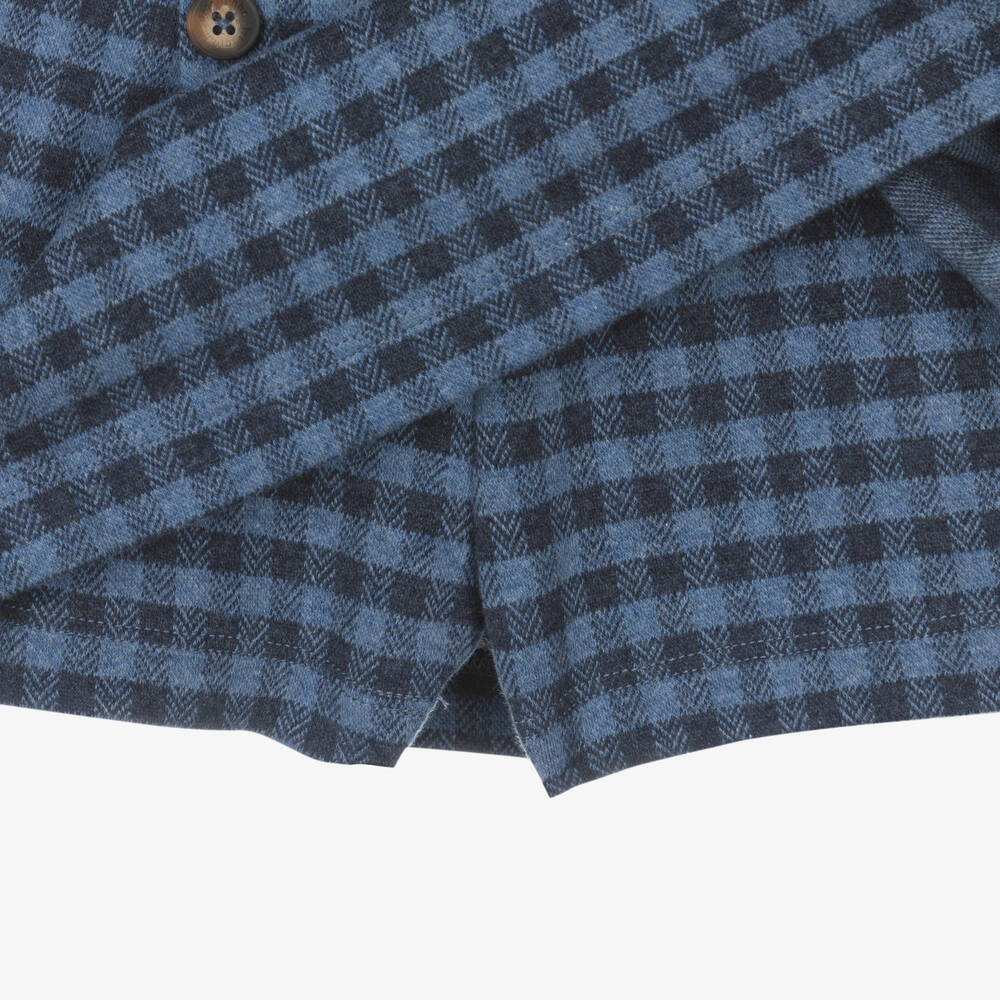 Laranjinha-Girls Blue Check Pleated Cotton Skort | Childrensalon Outlet
