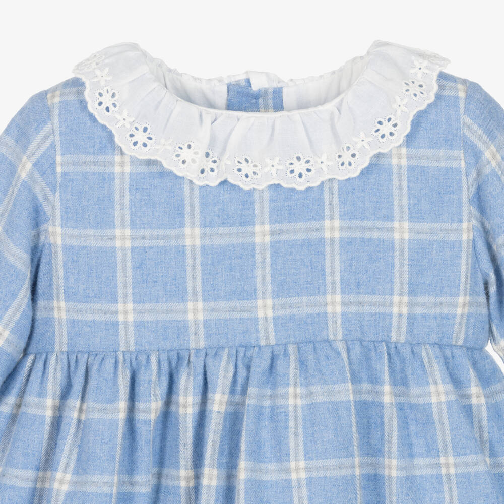 Шик от Laranjinha-Голубое хлопковое платье в клетку | Childrensalon Outlet