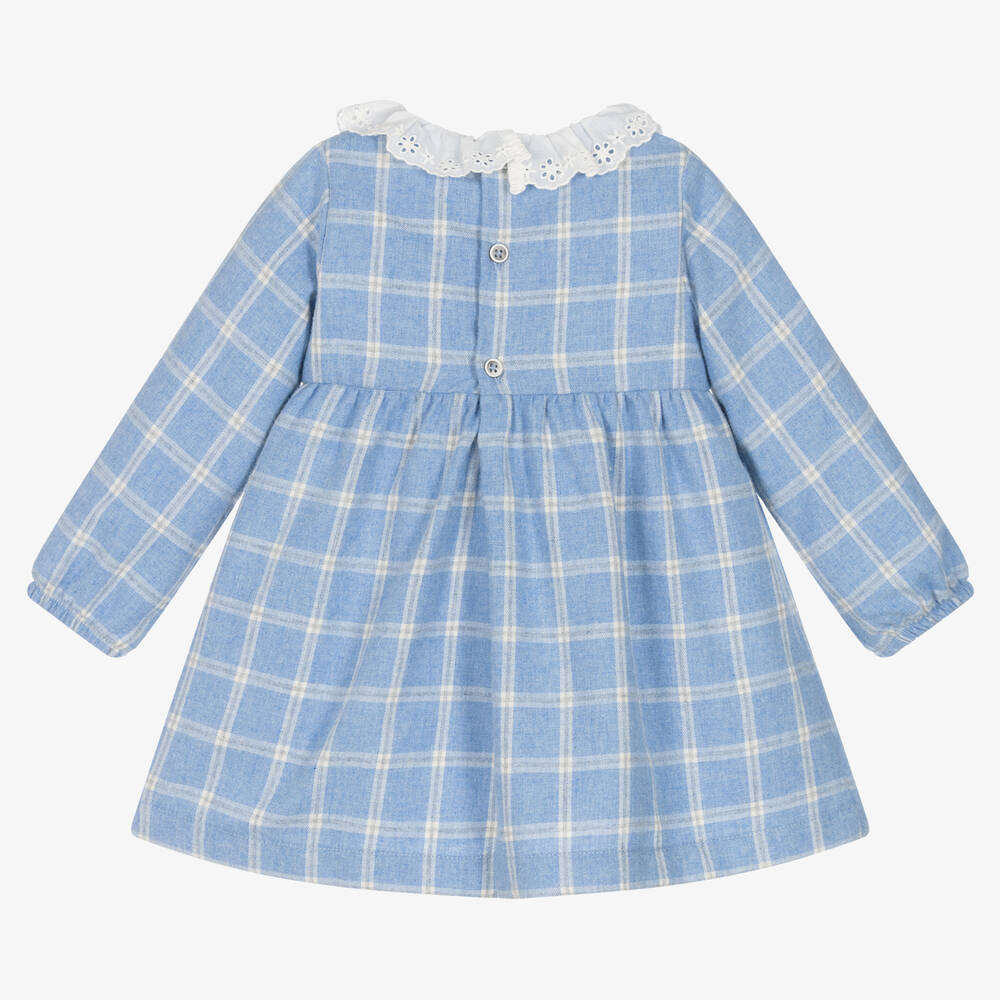 Шик от Laranjinha-Голубое хлопковое платье в клетку | Childrensalon Outlet