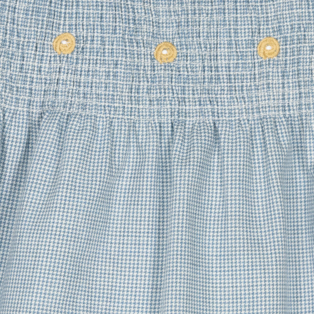 Chic by Laranjinha-Girls Blue Checked Cotton Dress | Childrensalon Outlet