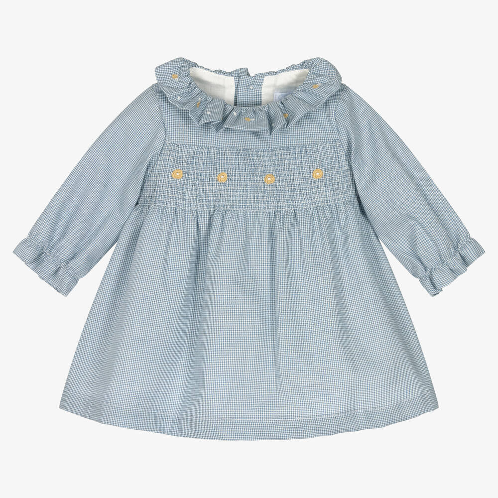 Chic by Laranjinha - Robe bleue en coton à carreaux | Childrensalon