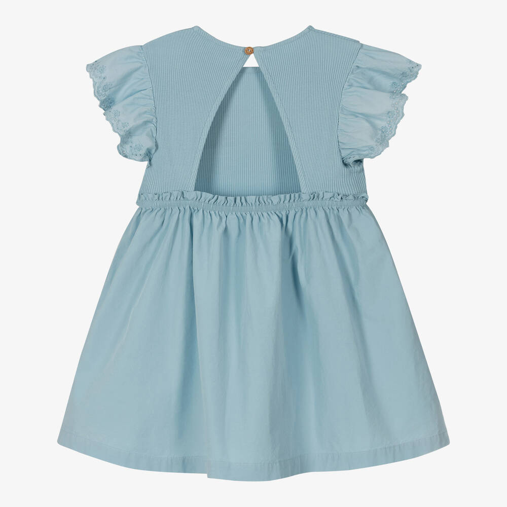 Laranjinha-Girls Blue Cotton Dress | Childrensalon Outlet