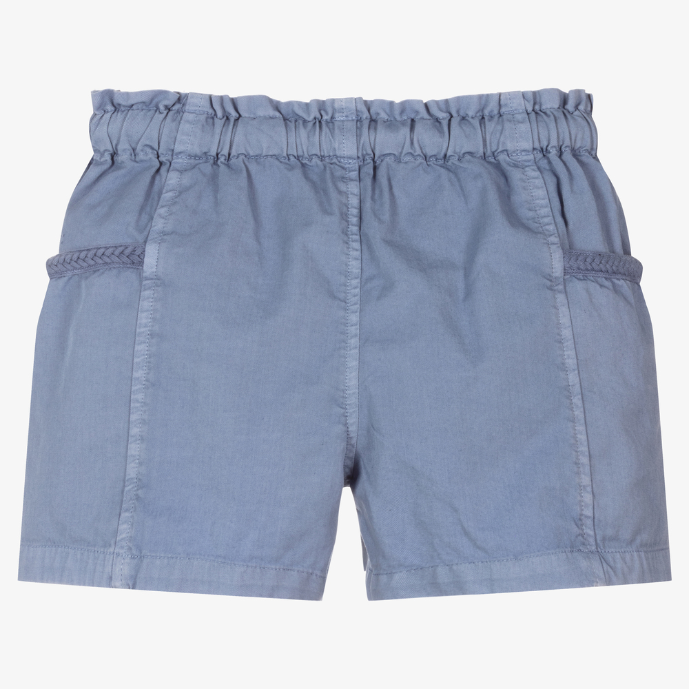 Laranjinha-Girls Blue Cotton Shorts | Childrensalon Outlet