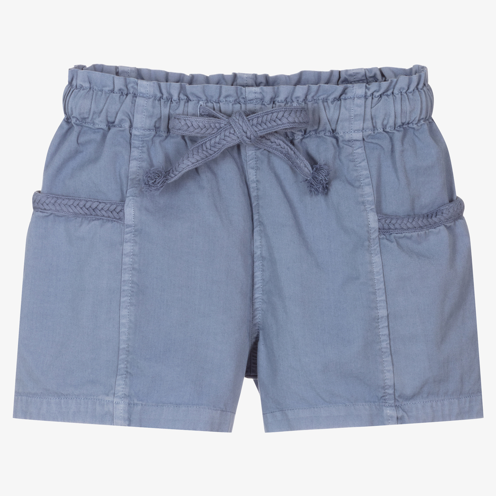 Laranjinha-Girls Blue Cotton Shorts | Childrensalon Outlet
