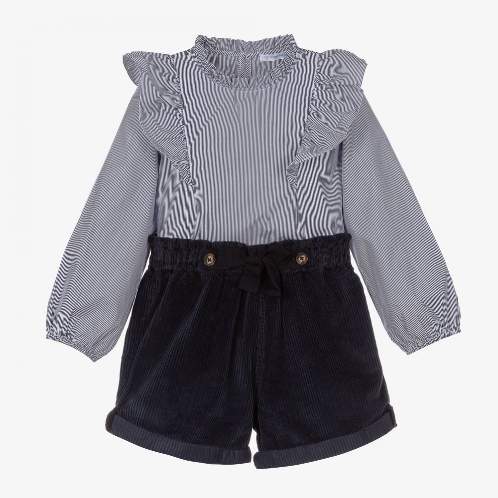 Laranjinha-Комплект с синими шортами из хлопка для девочек | Childrensalon Outlet