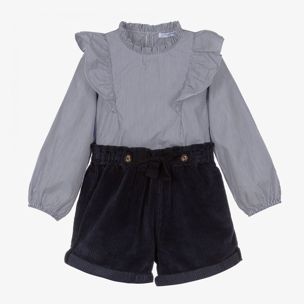 Laranjinha - Ensemble short bleu en coton Fille | Childrensalon