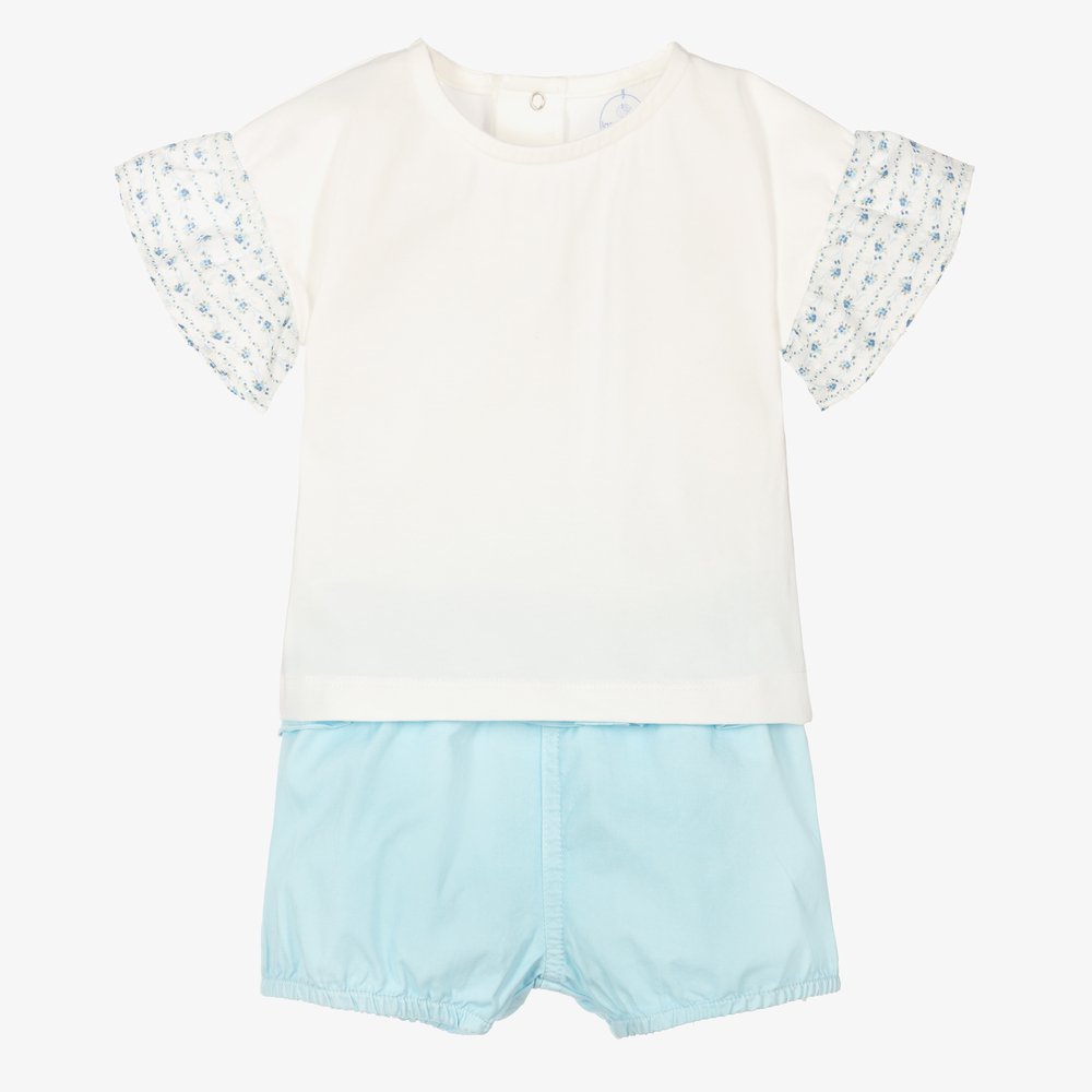 Laranjinha - Blaues Baumwollshorts-Set (M) | Childrensalon