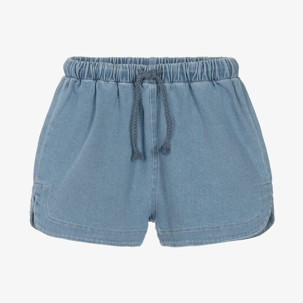 Laranjinha-Girls Blue Drawstring Denim Shorts | Childrensalon Outlet