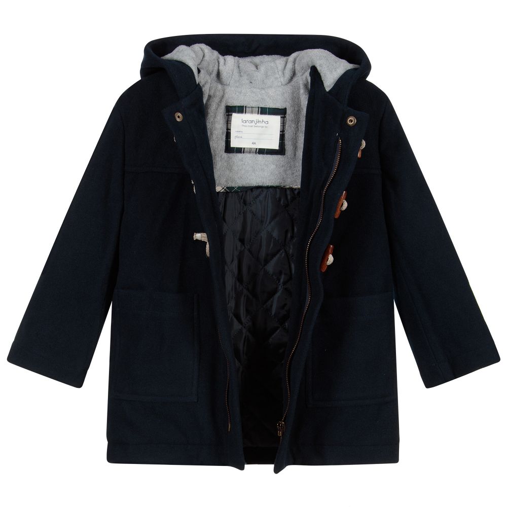 Laranjinha Girls Blue Duffle Coat Childrensalon Outlet