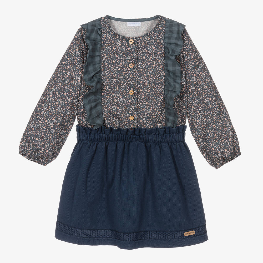 Laranjinha-Girls Blue Floral Skirt Set | Childrensalon Outlet