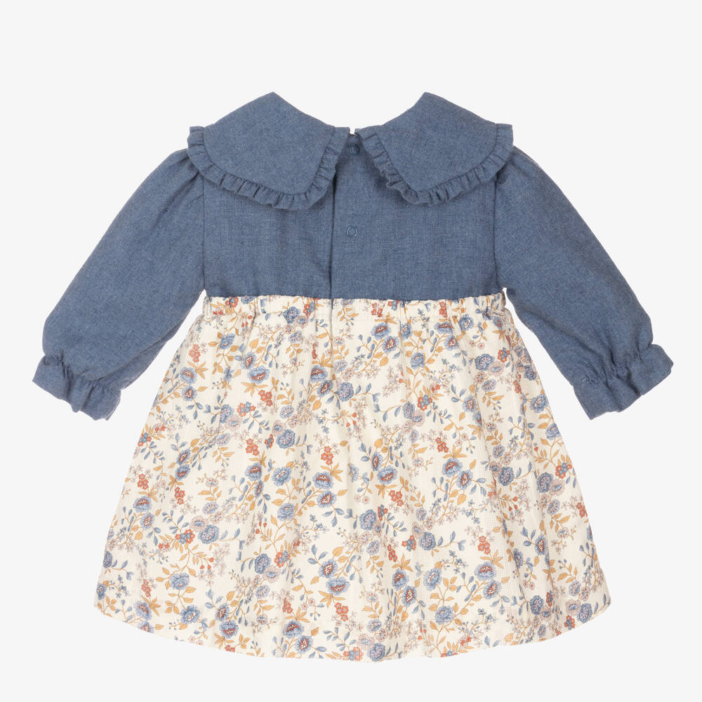 Laranjinha-Girls Blue & Ivory Floral Dress | Childrensalon Outlet