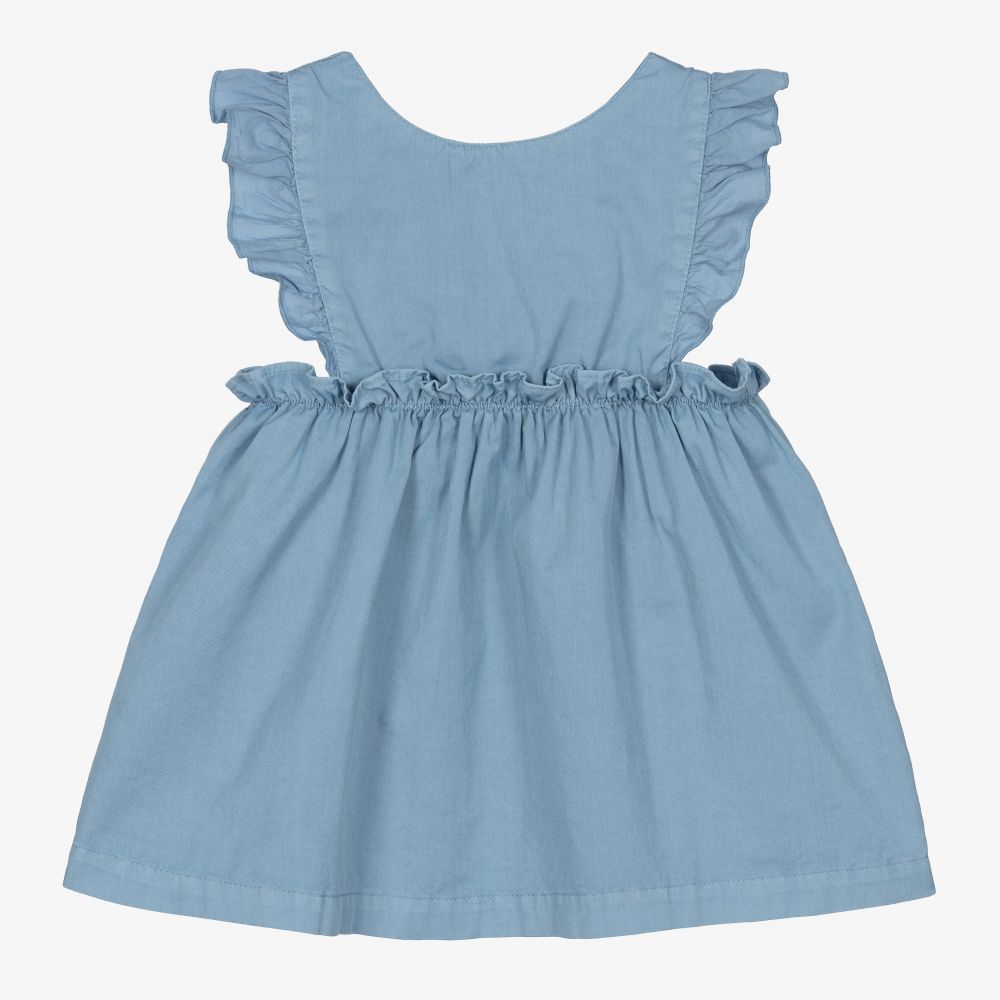 Laranjinha - Robe chasuble bleue Fille | Childrensalon