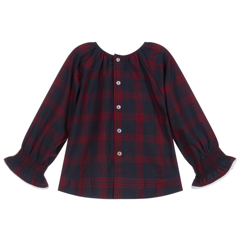 Laranjinha-Girls Blue & Red Check Blouse | Childrensalon Outlet