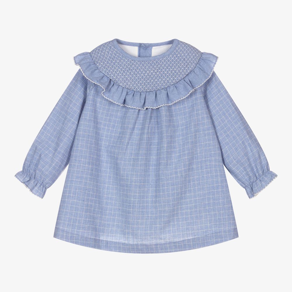 Laranjinha - Girls Blue Smocked Dress | Childrensalon