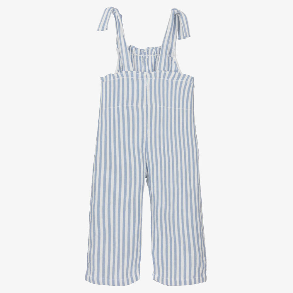 Laranjinha-Комбинезон в полоску из хлопка для девочек синий и белый | Childrensalon Outlet