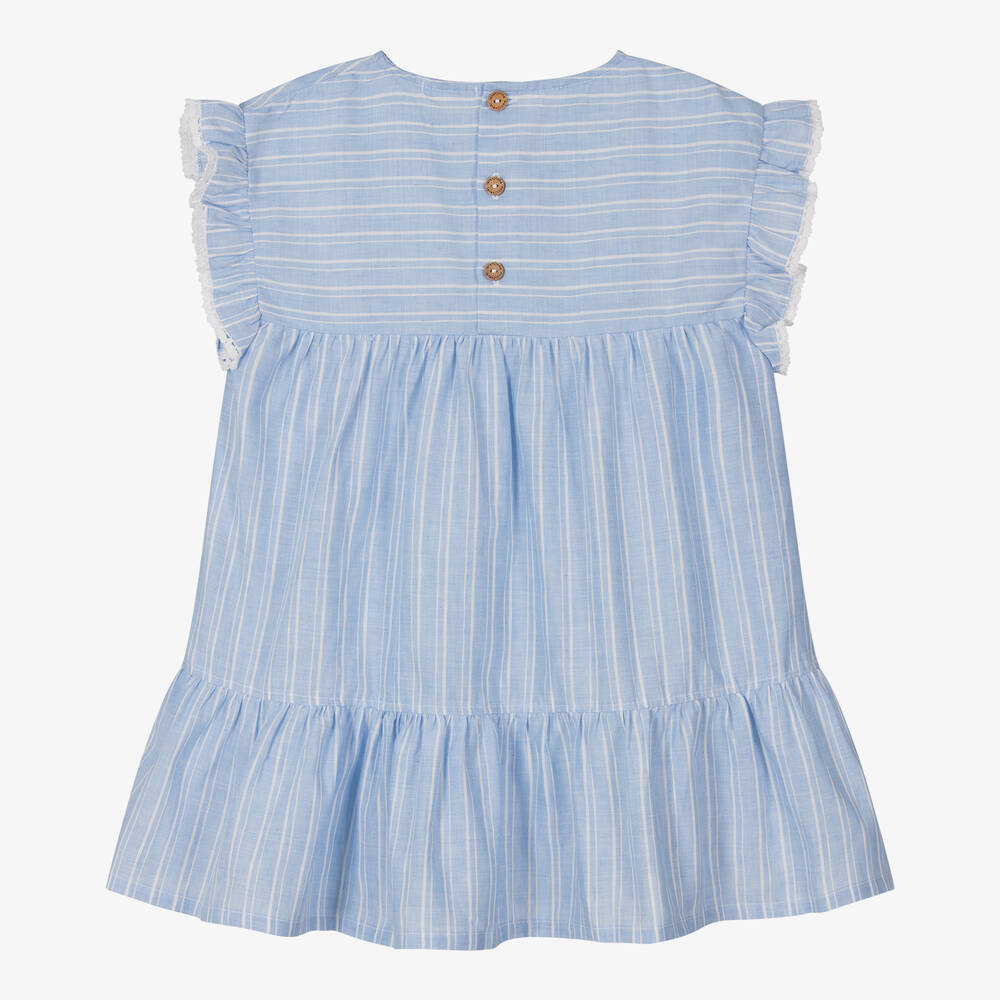 Laranjinha-Girls Blue & White Striped Dress | Childrensalon Outlet