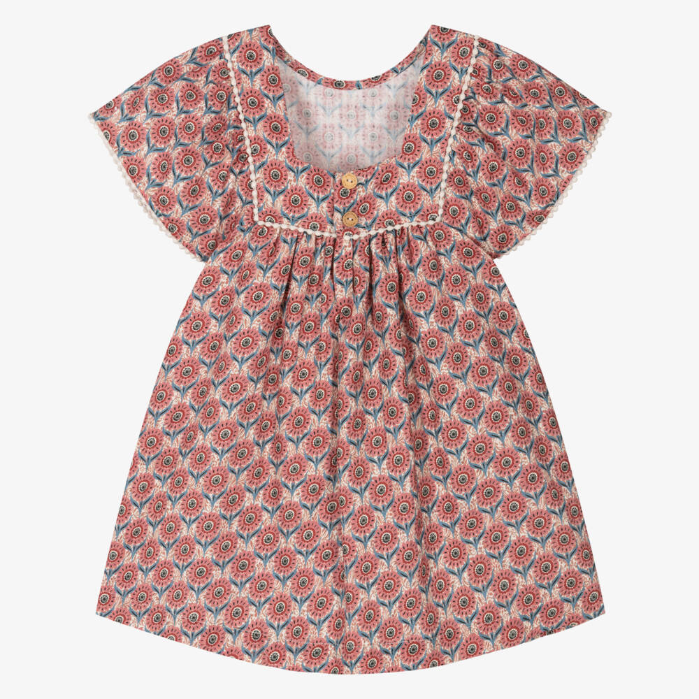 Laranjinha-Girls Blush Floral Cotton Frock | Childrensalon Outlet