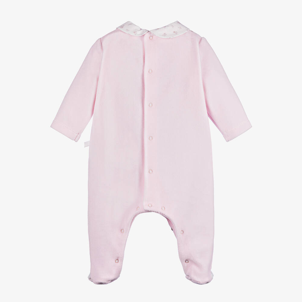 Laranjinha-Girls Blush Smocked Velvet Babygrow | Childrensalon Outlet