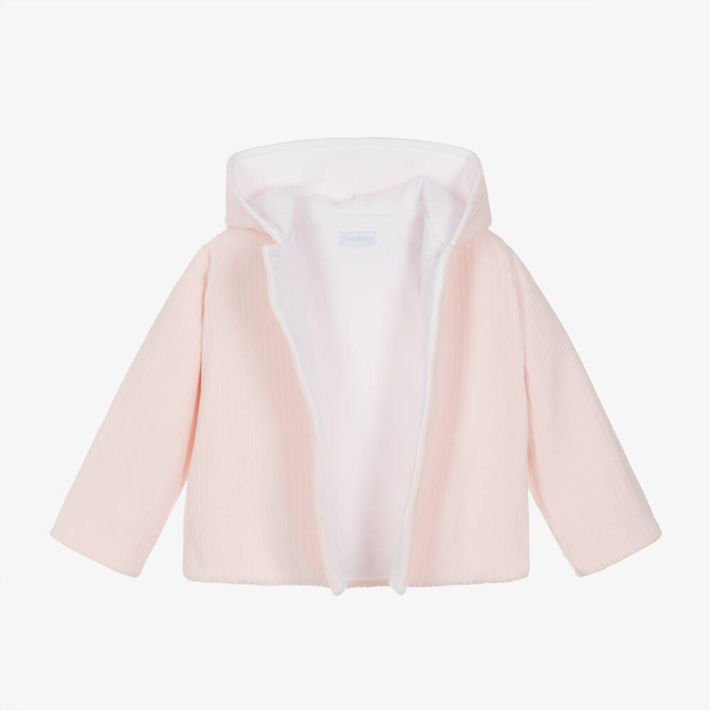 Laranjinha-Girls Blush Velour Pram Jacket | Childrensalon Outlet