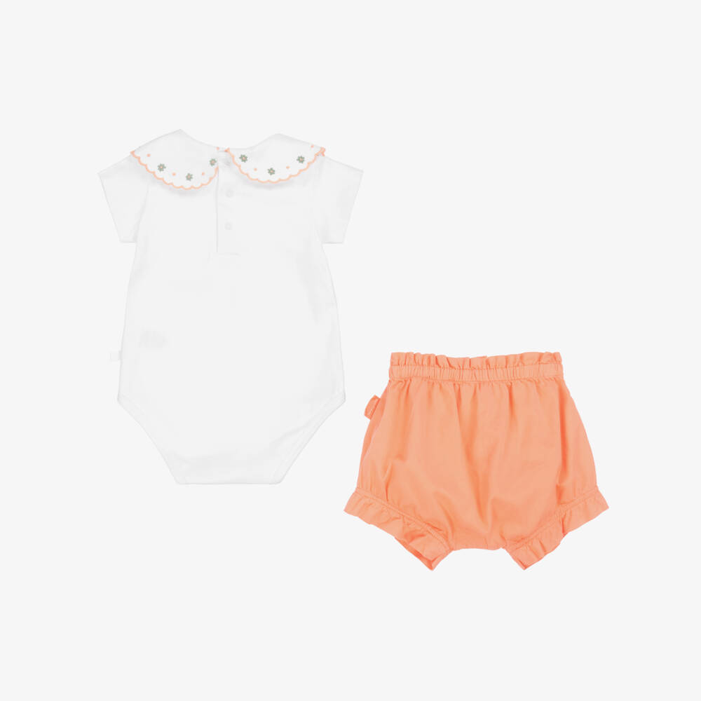 Laranjinha-Girls' Bright Orange & White Ensemble | Childrensalon Outlet