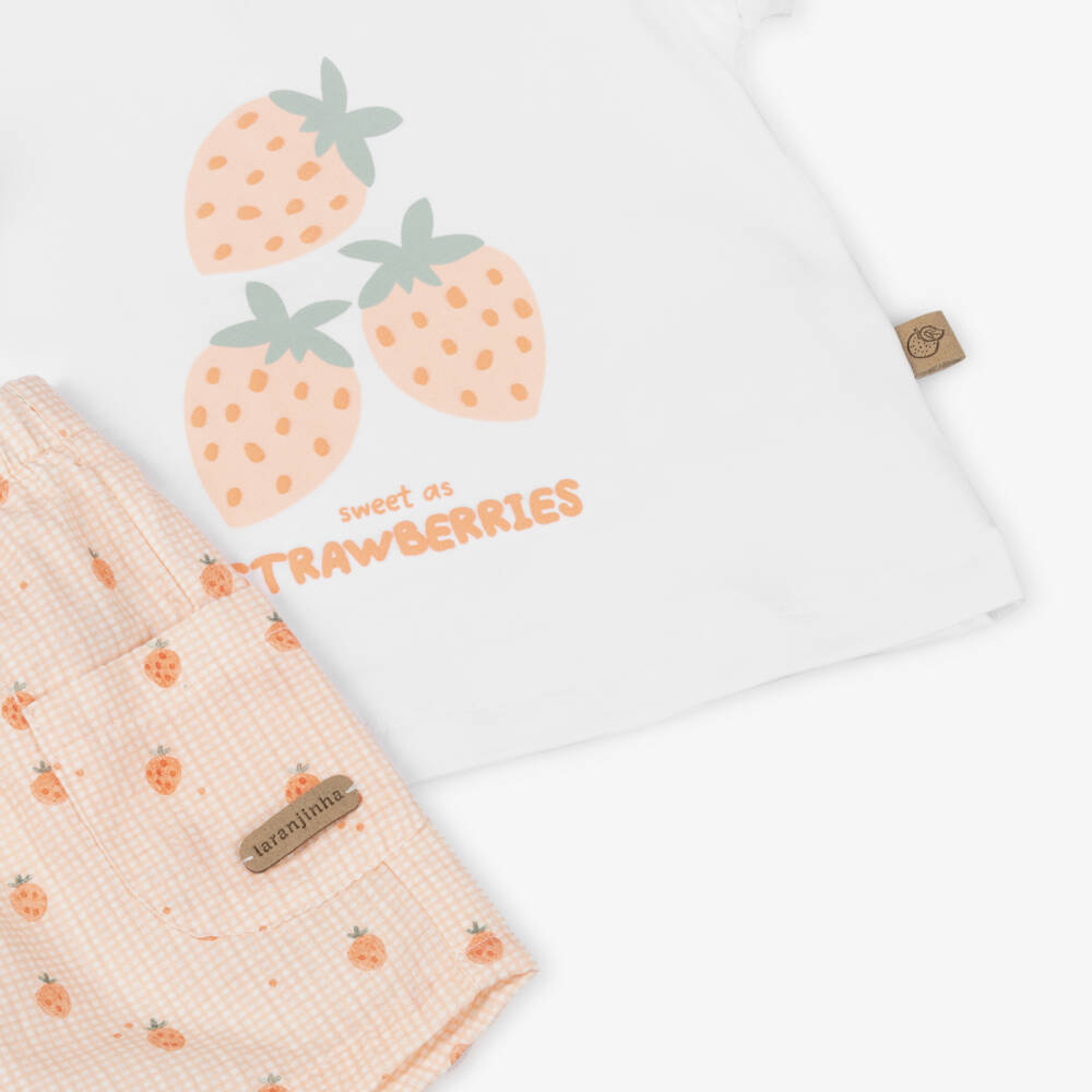 Laranjinha-Girls Citrus Berry Gingham Shorts Ensemble | Childrensalon Outlet