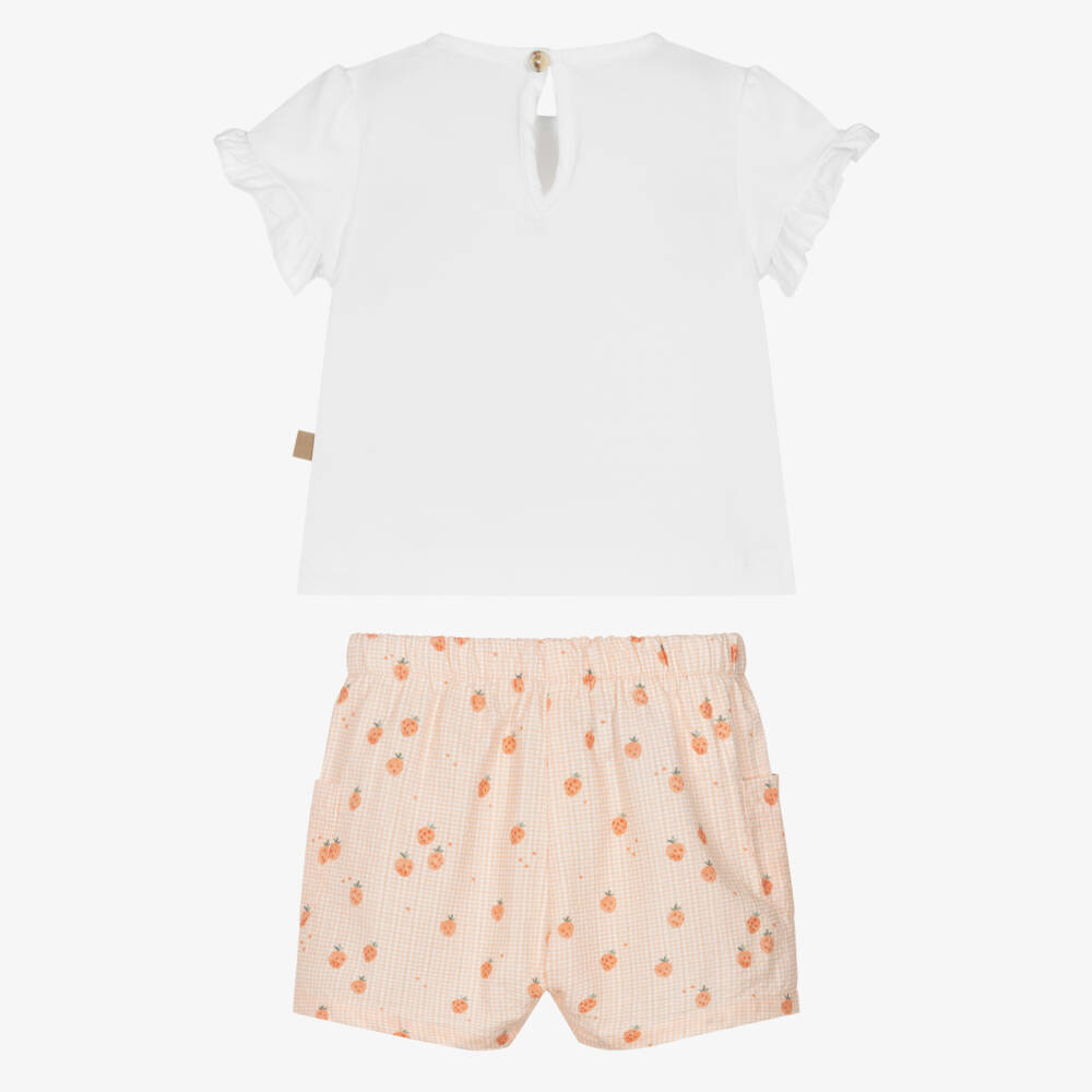 Laranjinha-Girls Citrus Berry Gingham Shorts Ensemble | Childrensalon Outlet