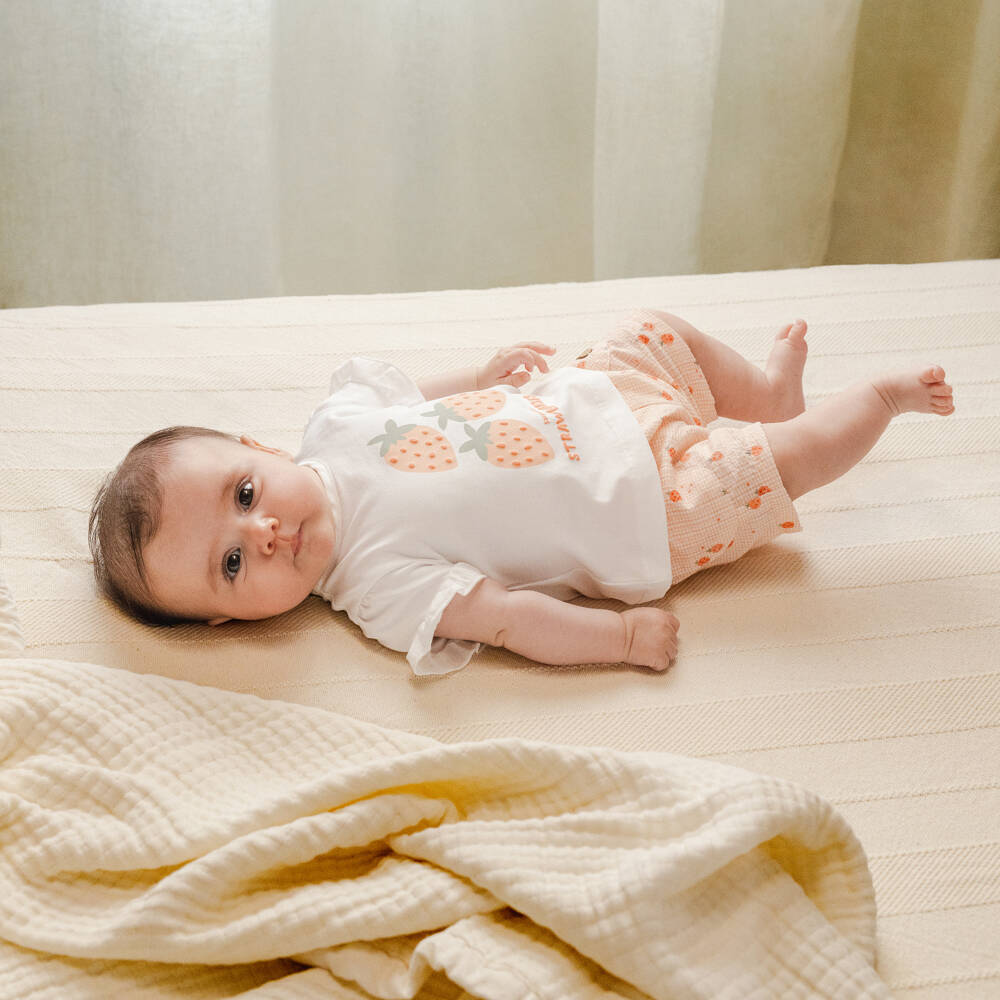 Laranjinha-Girls Citrus Berry Gingham Shorts Ensemble | Childrensalon Outlet