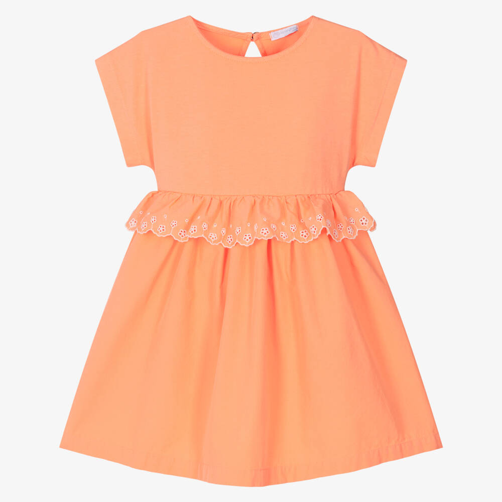 Laranjinha-Детское коралловое хлопковое платье для девочек | Childrensalon Outlet
