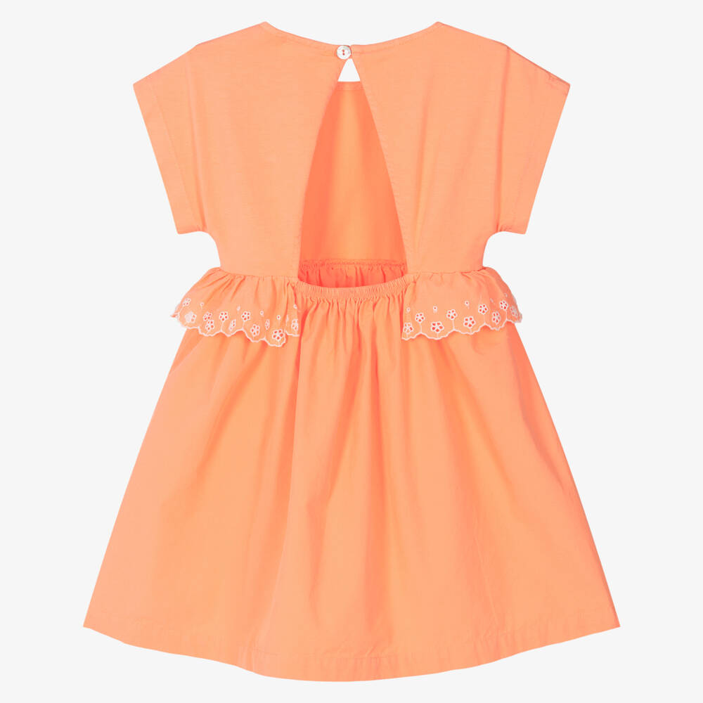 Laranjinha-Girls Coral Cotton Day Dress | Childrensalon Outlet