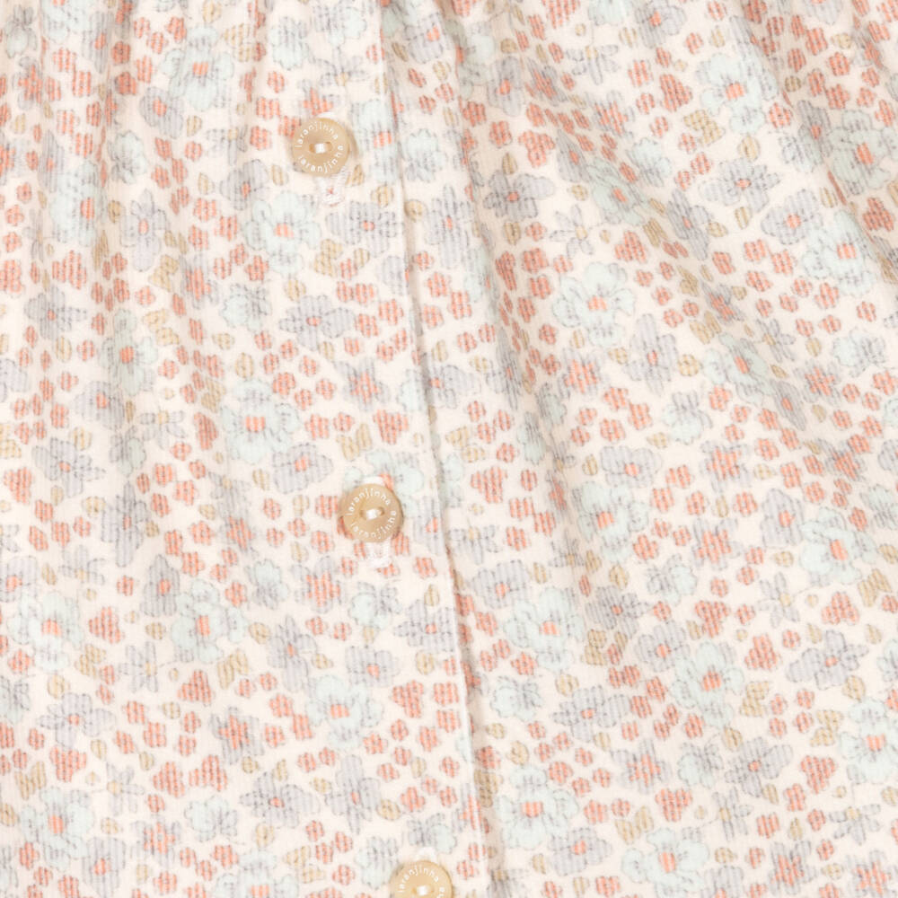 Laranjinha-Girls Floral Corduroy Dress in Cream | Childrensalon Outlet