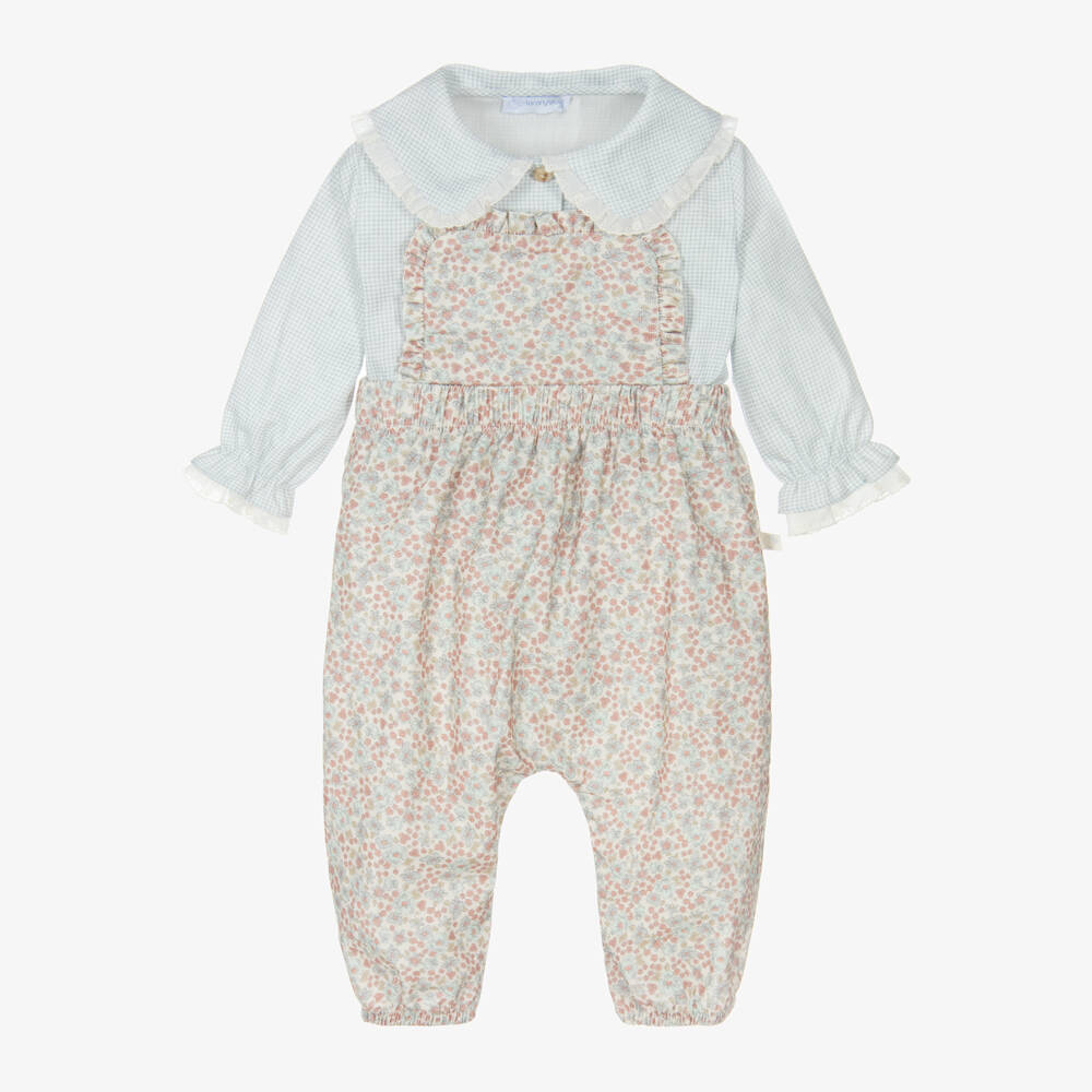 Laranjinha-Girls Floral Dungaree and Blouse Set | Childrensalon Outlet