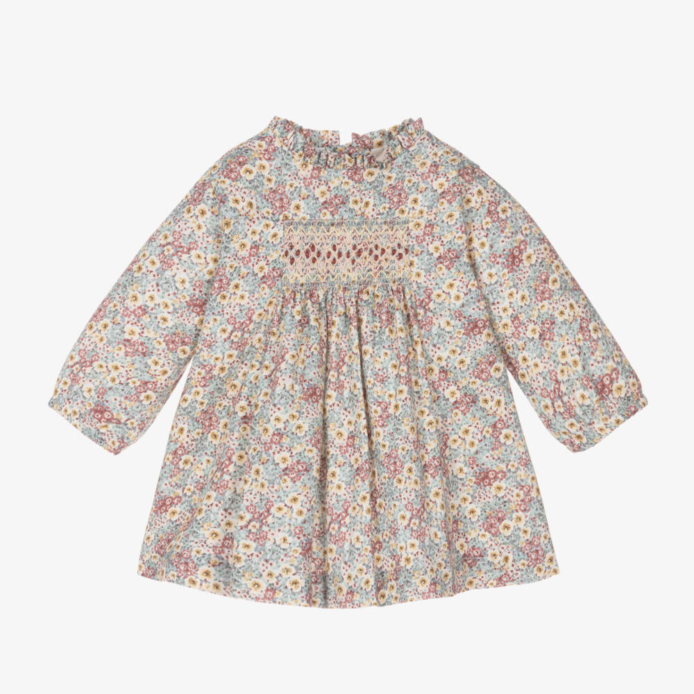 Laranjinha-Girls Floral Smocked Cotton Dress | Childrensalon Outlet
