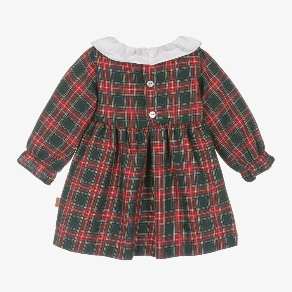 Laranjinha-فستان تارتان قطن لون أخضر وأحمر | Childrensalon Outlet
