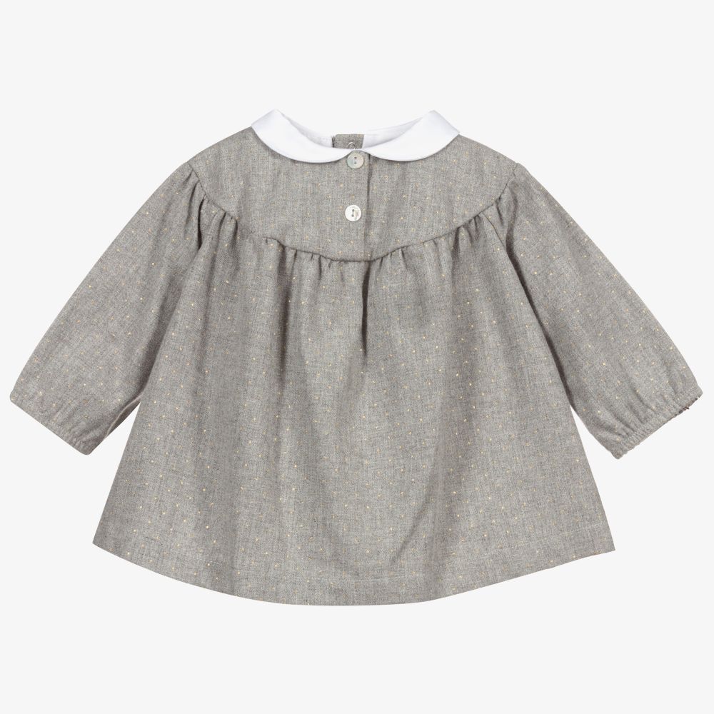 Laranjinha-Girls Grey Gold Spots Dress | Childrensalon Outlet