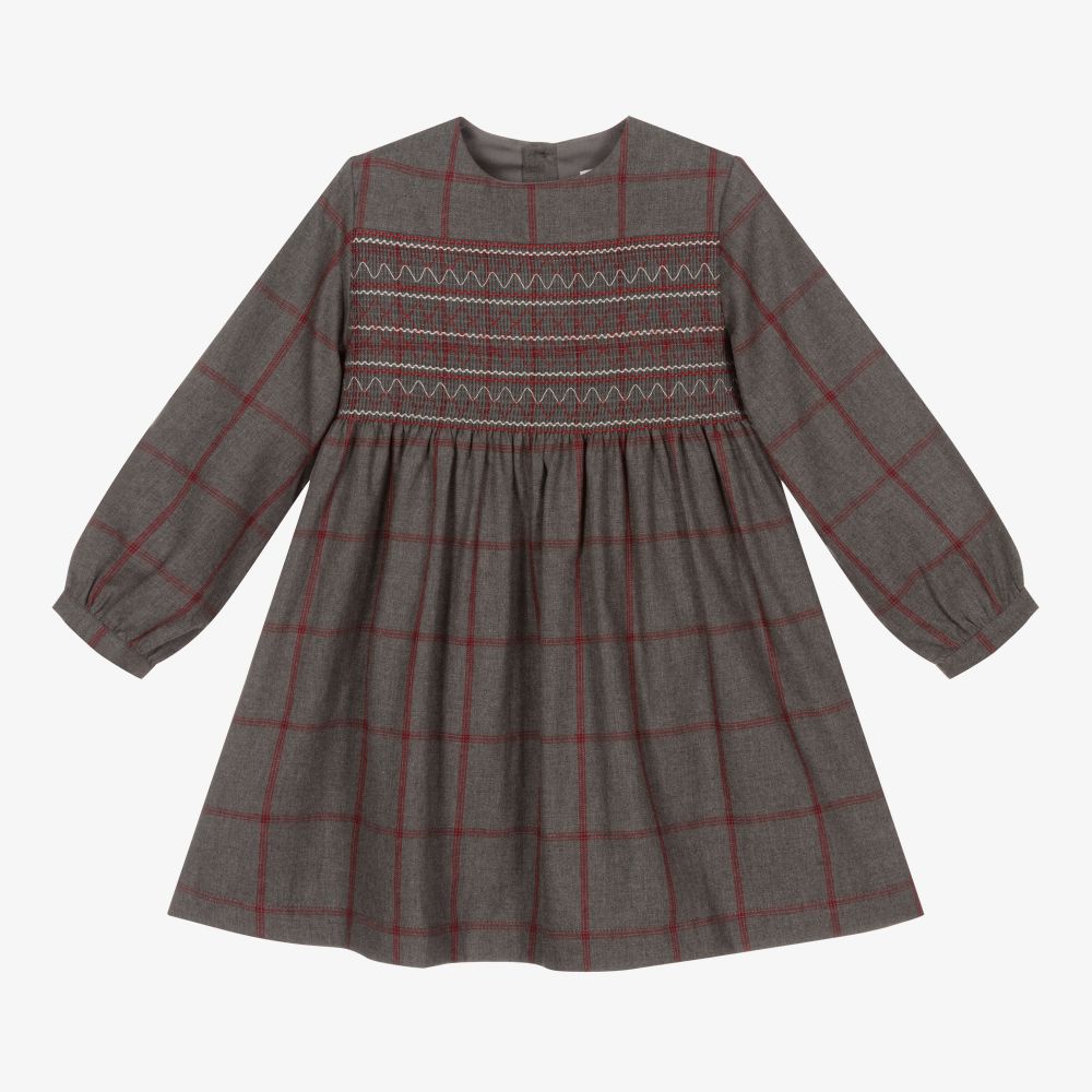 Laranjinha - Girls Grey Smocked Dress | Childrensalon