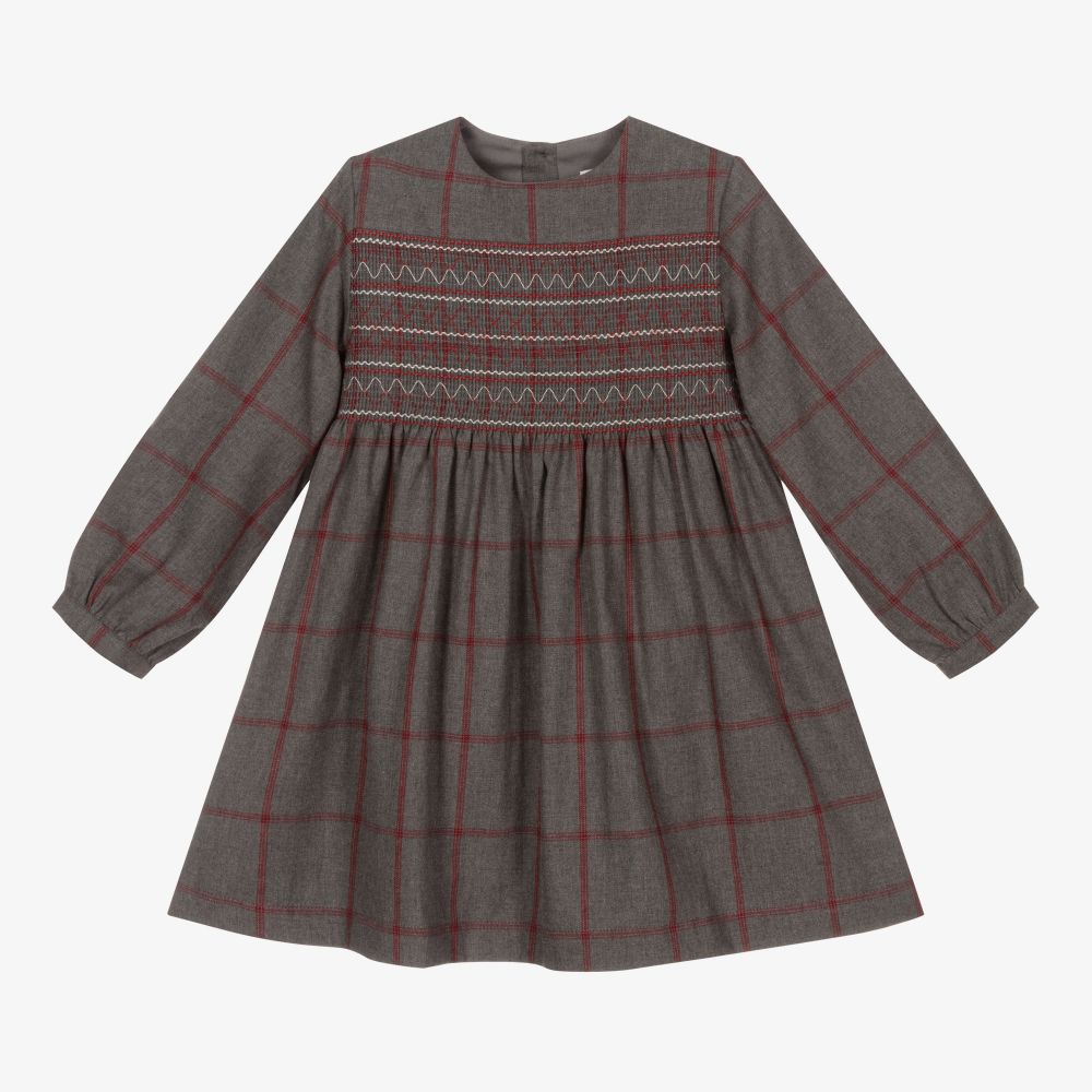 Laranjinha-Girls Grey Smocked Dress | Childrensalon Outlet