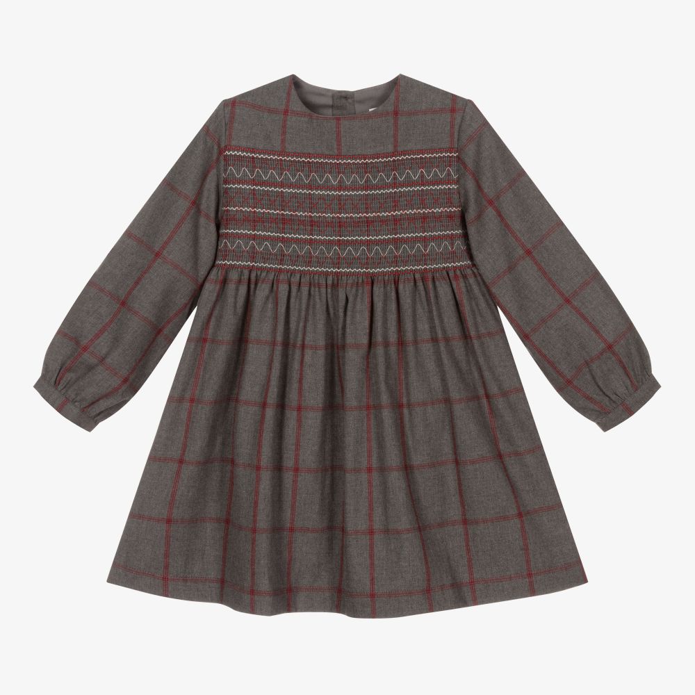 Laranjinha - Graues, gesmoktes Kleid (M) | Childrensalon