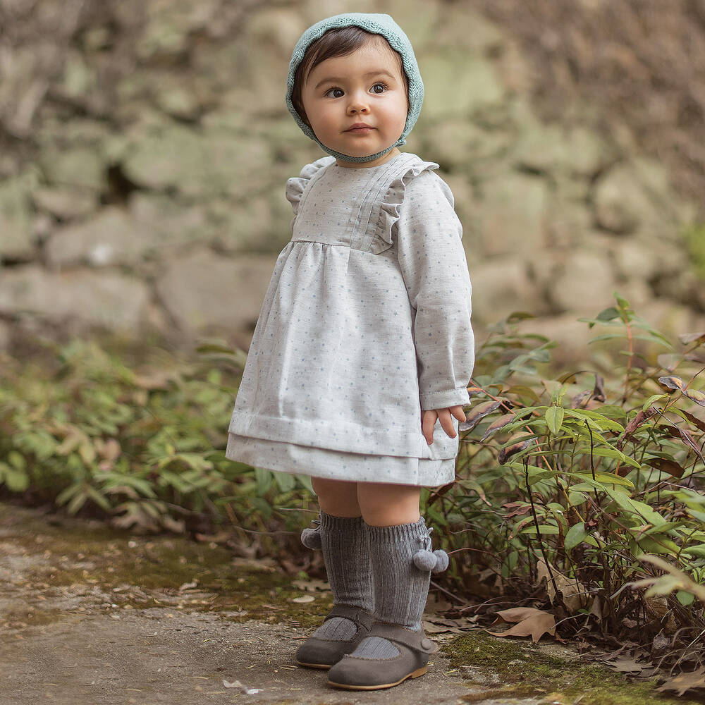 Laranjinha-Girls Grey Star Print Dress | Childrensalon Outlet