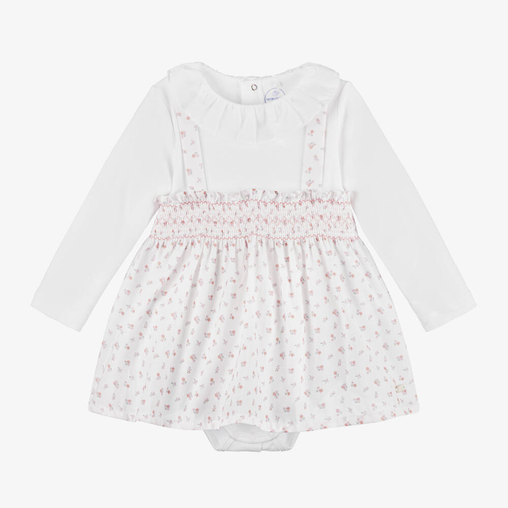 Laranjinha-Girls Ivory and Pink Floral Dress | Childrensalon Outlet