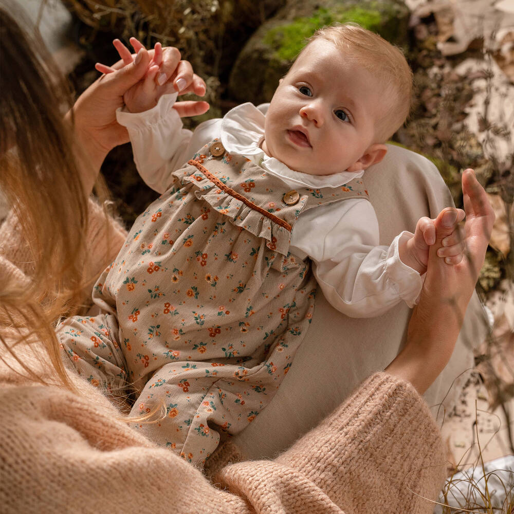 Laranjinha-Кремово-бежевый комплект с полукомбинезоном | Childrensalon Outlet