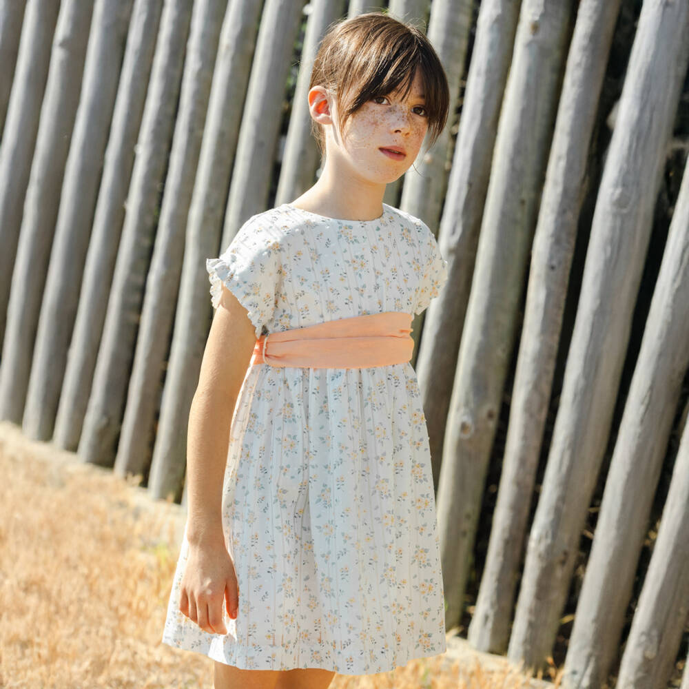 Laranjinha-Girls Ivory Blossom Cotton Dress | Childrensalon Outlet