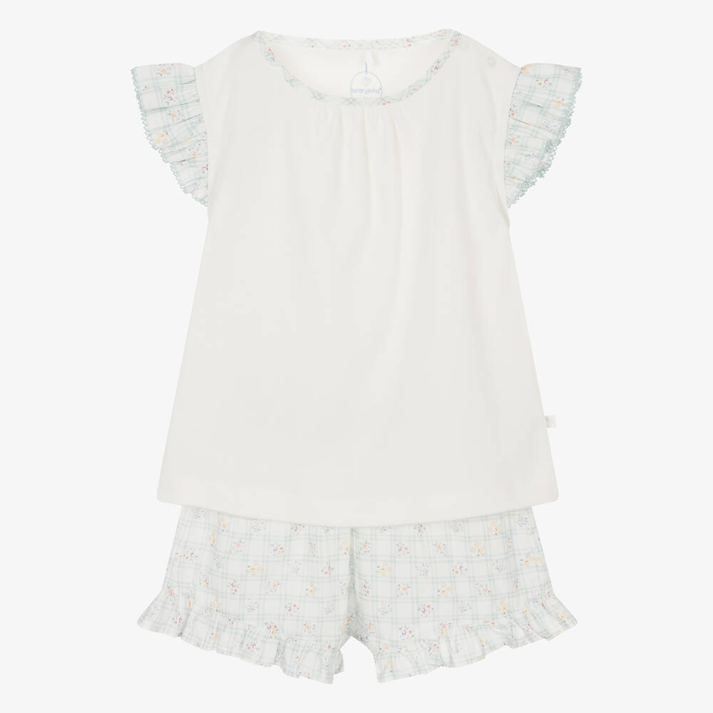Laranjinha-Girls Ivory Cotton Short Pyjamas | Childrensalon Outlet
