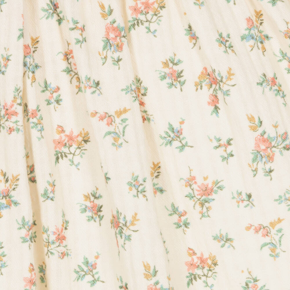 لارانجينا-فستان بطبعة ورود قطن لون عاجي | Childrensalon Outlet