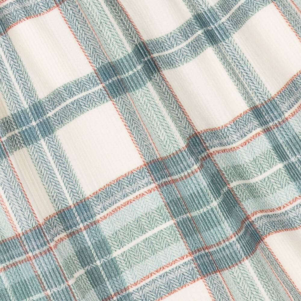 Laranjinha-Girls Ivory & Green Plaid Needlecord Dress | Childrensalon Outlet