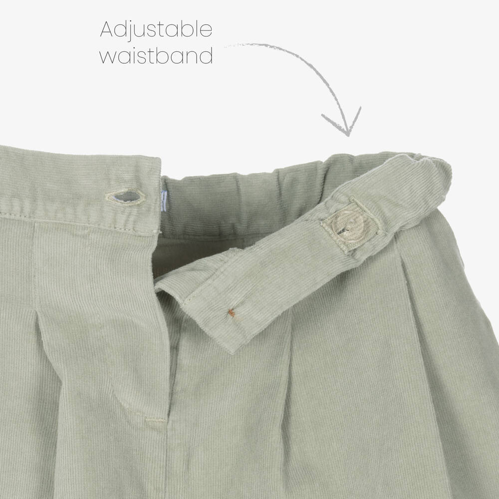 Chic by Laranjinha-Girls Ivory & Khaki Green Shorts Set | Childrensalon Outlet