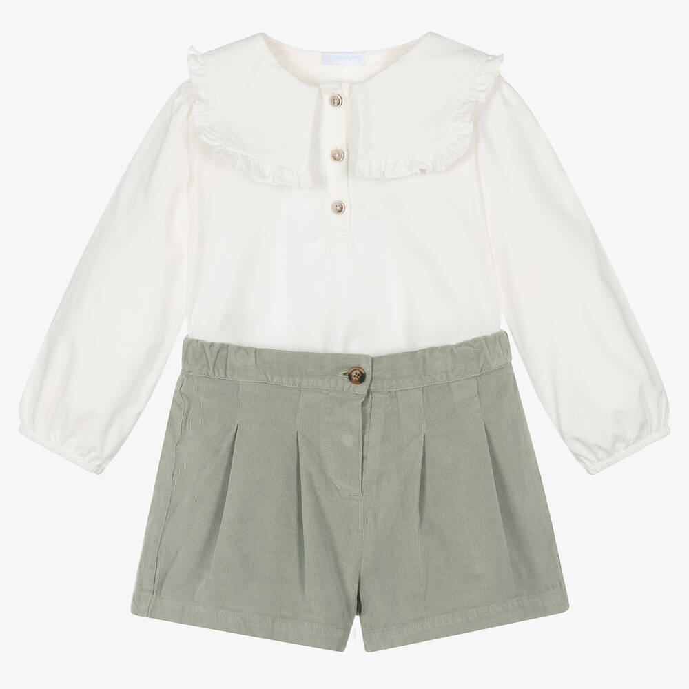 Chic by Laranjinha - Кремовая блузка и шорты цвета хаки | Childrensalon