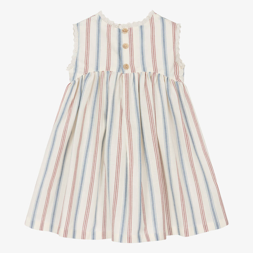 Laranjinha-فستان قطن مقلم لون عاجي | Childrensalon Outlet