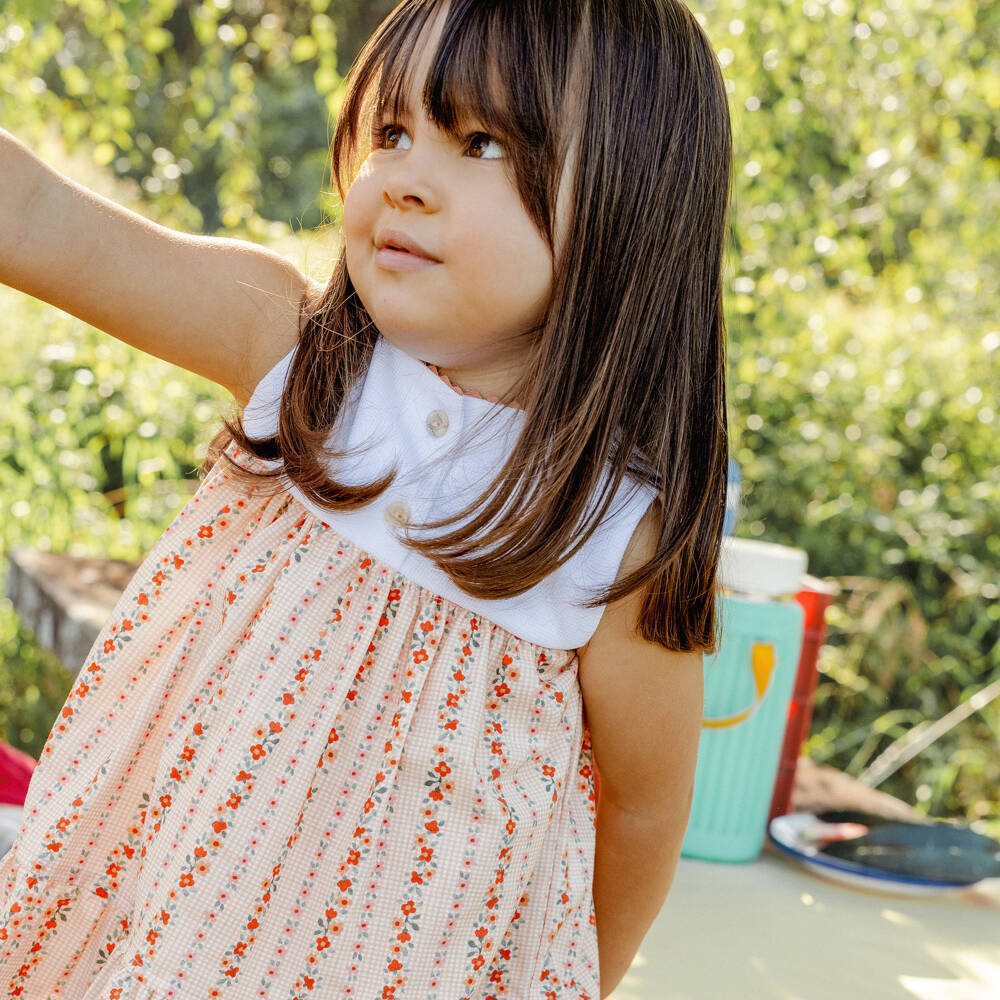 Laranjinha-Girls Lovely Tangerine Gingham Dress | Childrensalon Outlet