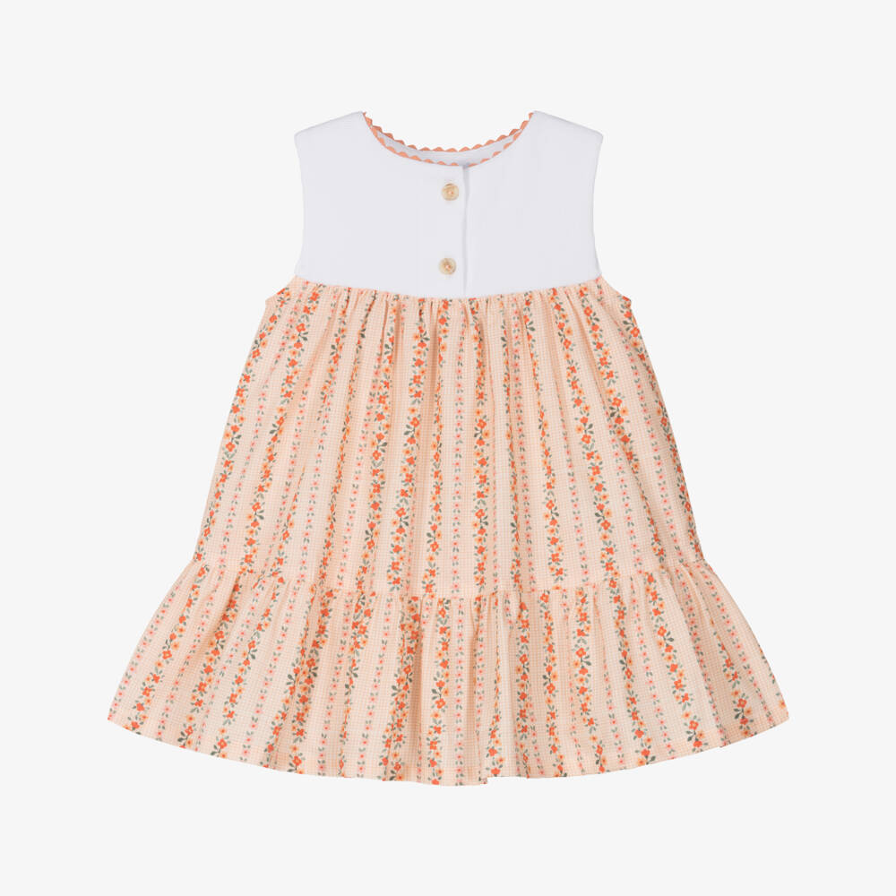 Laranjinha-فستان بناتي أنيق بنقشة مربعات برتقالية | Childrensalon Outlet