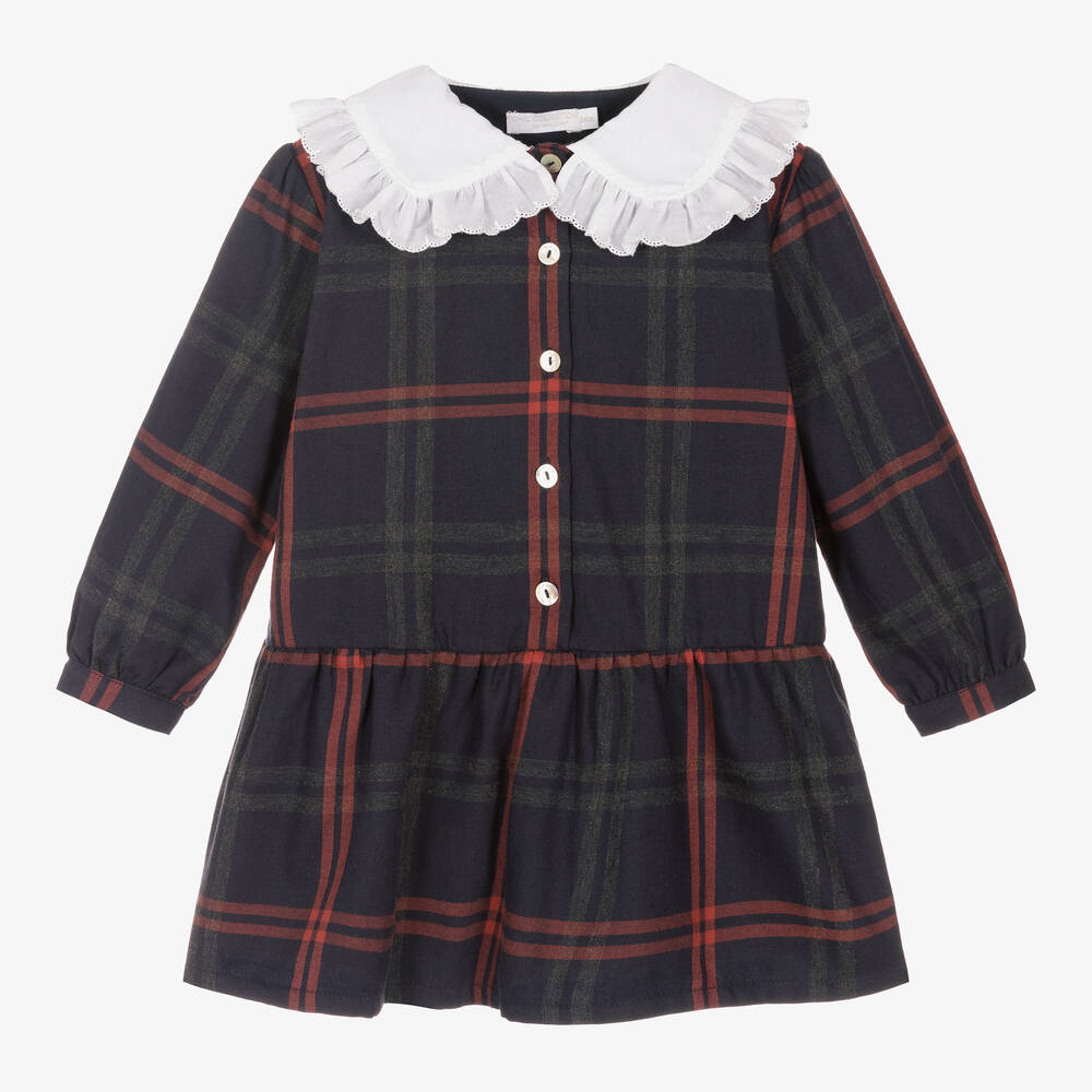 Chic by Laranjinha-Girls Navy Blue Cotton Dress | Childrensalon Outlet